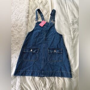 Edikted Blue Denim Overall Dress